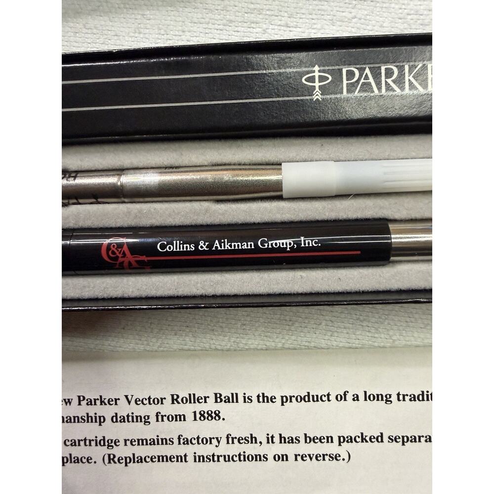 Parker Vector Rollerball Pen Gift Set Collins & Aikman Promo New In Box